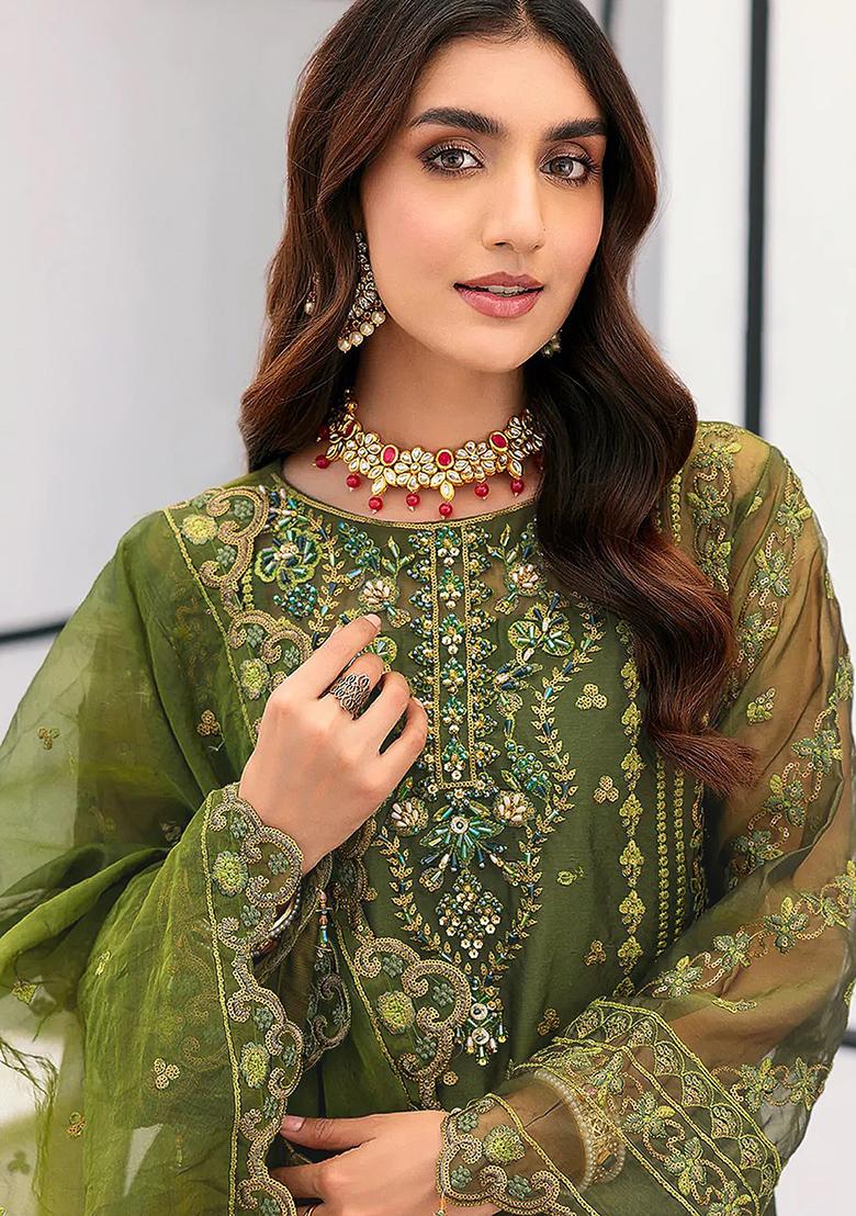 Green Embroidered Georgette Pakistanii Salwar Kameez