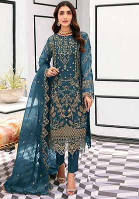 Blue Embroidered Georgette Pakistanii Salwar Kameez