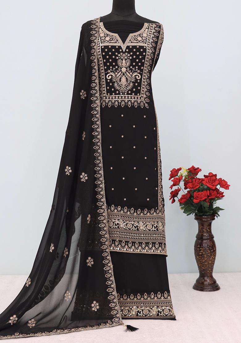 Black Embroidered Georgette Pakistanii Salwar Kameez
