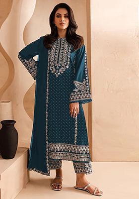 Rama Green Embroidered Georgette Pakistanii Salwar Kameez