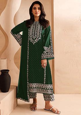 Green Embroidered Georgette Pakistanii Salwar Kameez