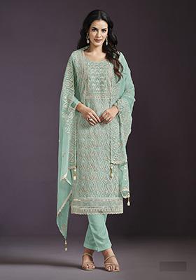 Green Embroidered Georgette Pakistanii Salwar Kameez