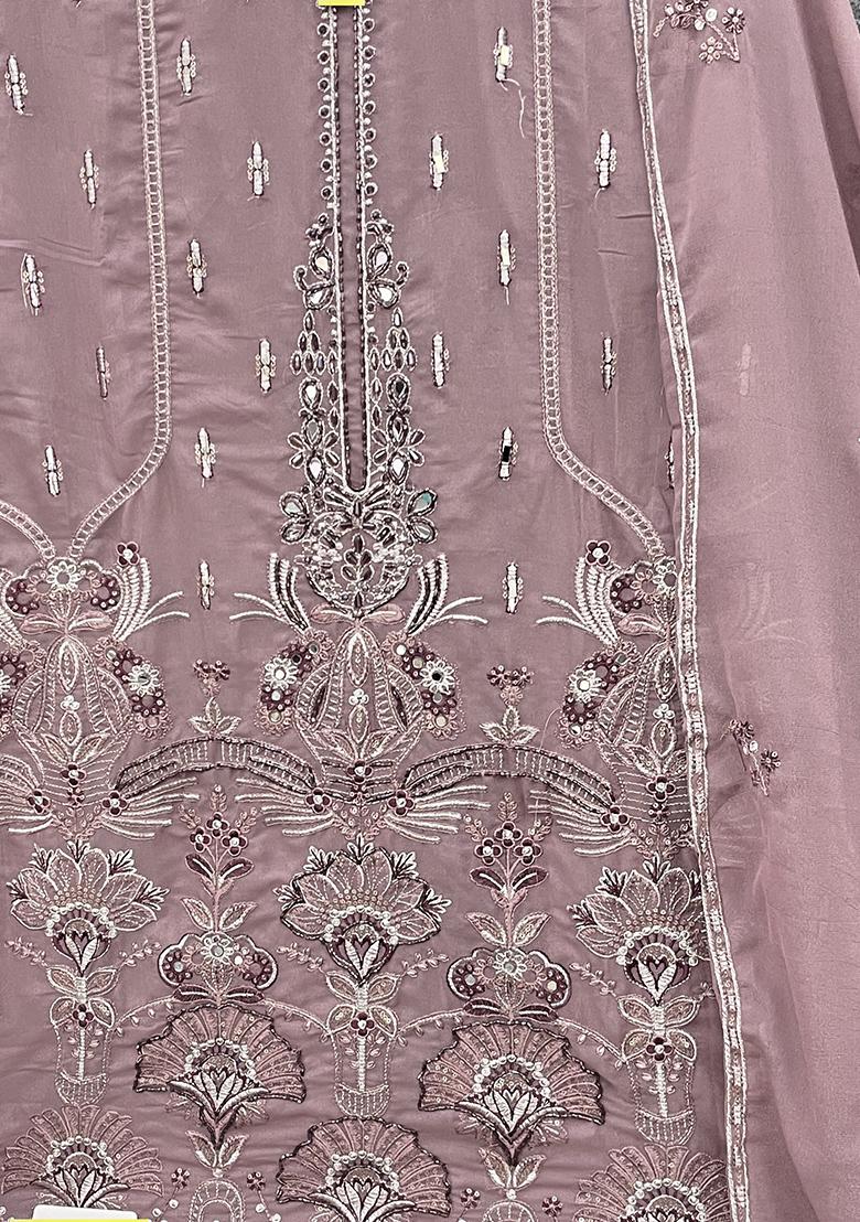 Pink Embroidered Georgette Sharara Set