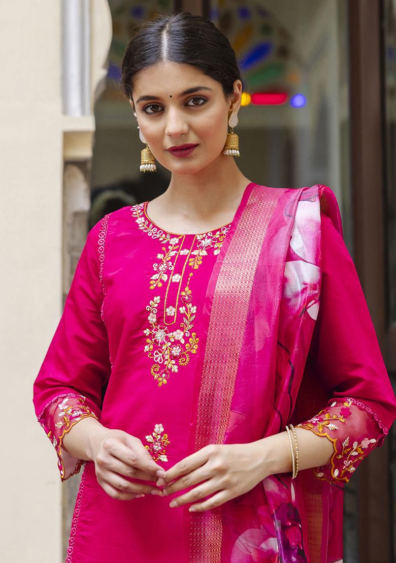Pink Embroidered Silk Salwar Kameez