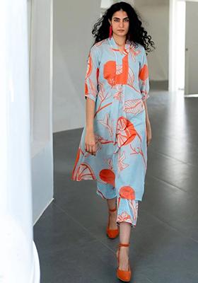 Sky Blue Printed Viscose Salwar Kameez