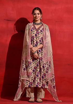 Pink Printed Rayon Salwar Kameez