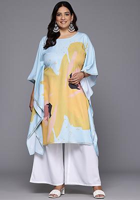 Blue Printed Poly Crepe Salwar Kameez