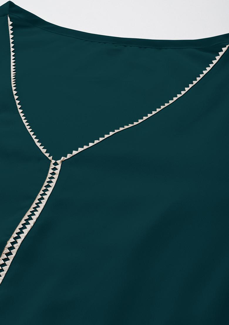 Green Solid Poly Crepe Anarkali Set