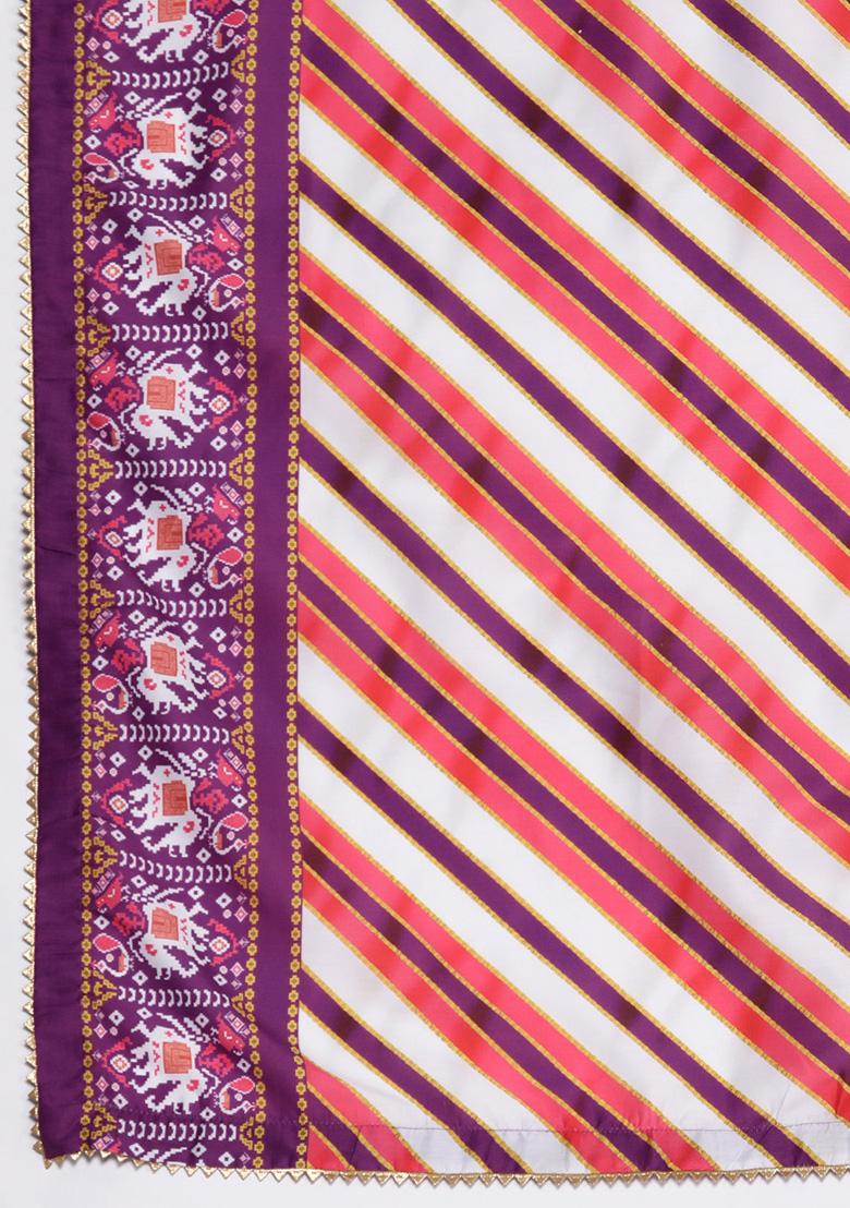 Purple Printed Art Silk Salwar Kameez
