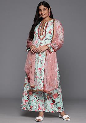 Multicolor Printed Poly Crepe Palazzo Set