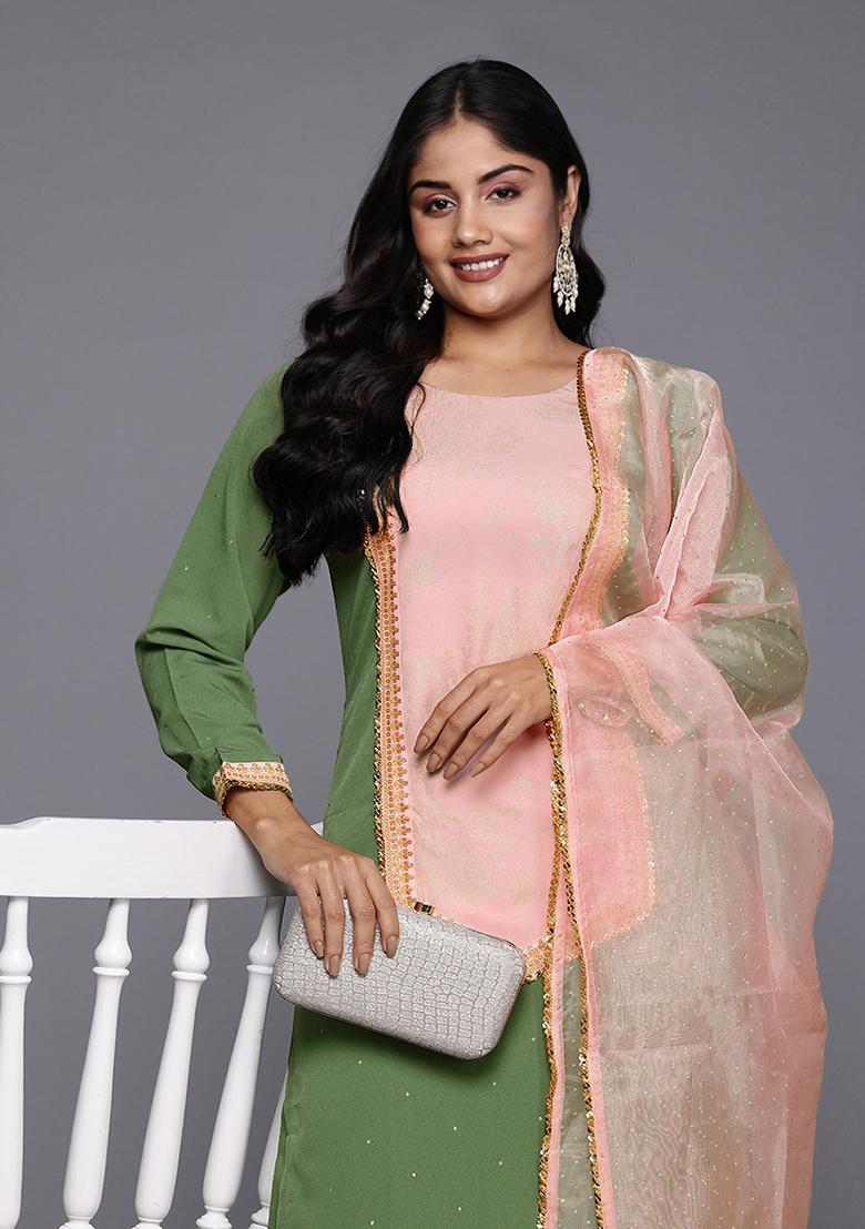 Green Printed Poly Crepe Palazzo Set