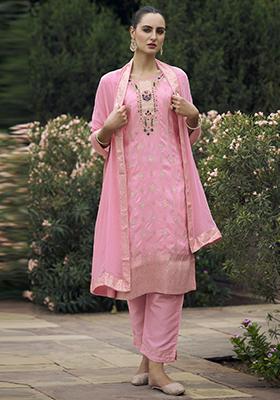 Baby Pink Embroidered Viscose Salwar Kameez