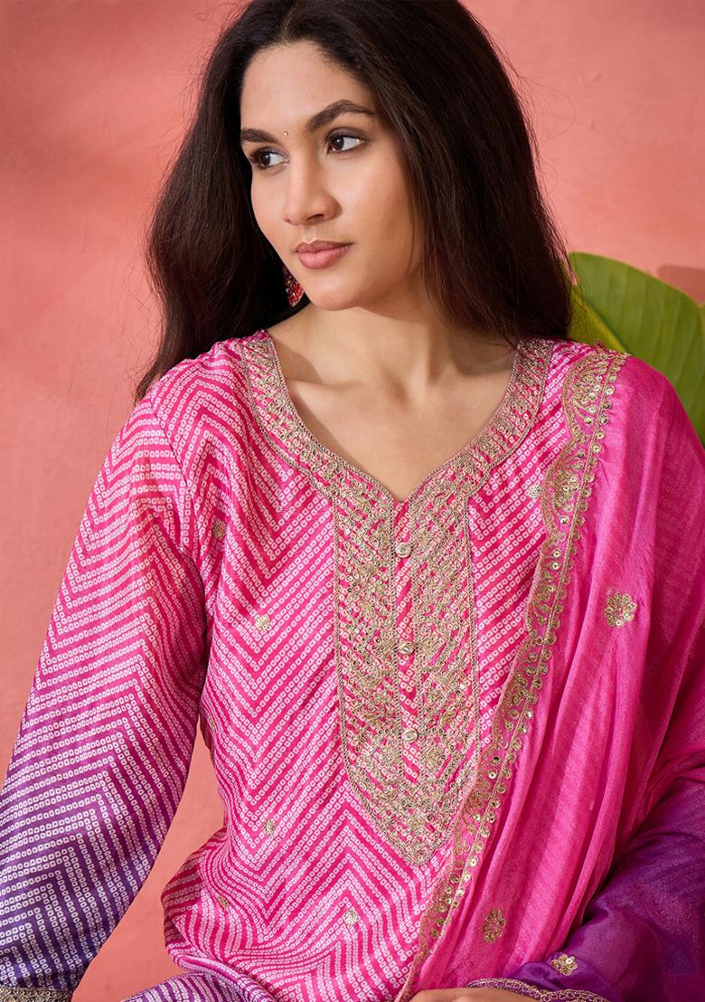 Pink Embroidered Silk Salwar Kameez