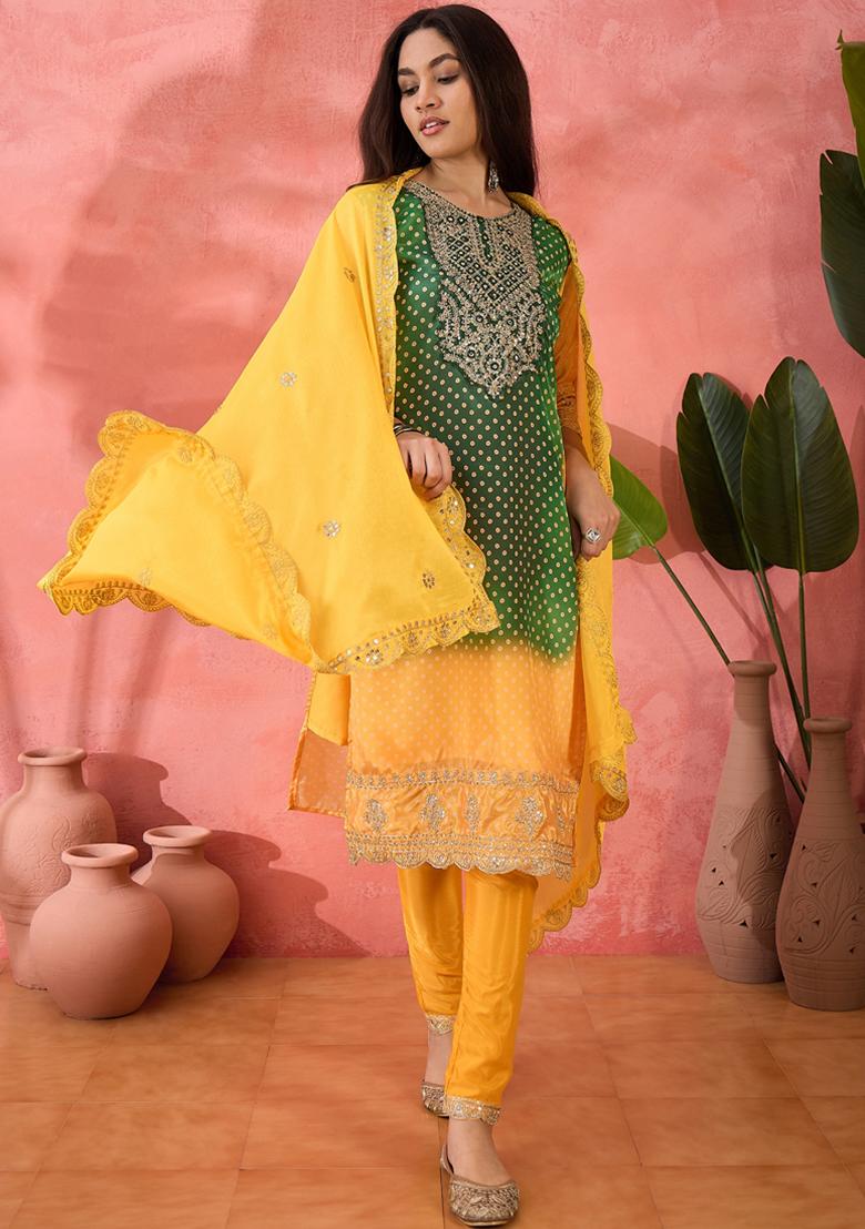 Green Embroidered Silk Salwar Kameez