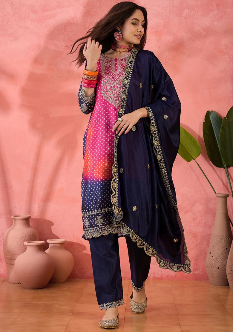 Pink Embroidered Silk Salwar Kameez