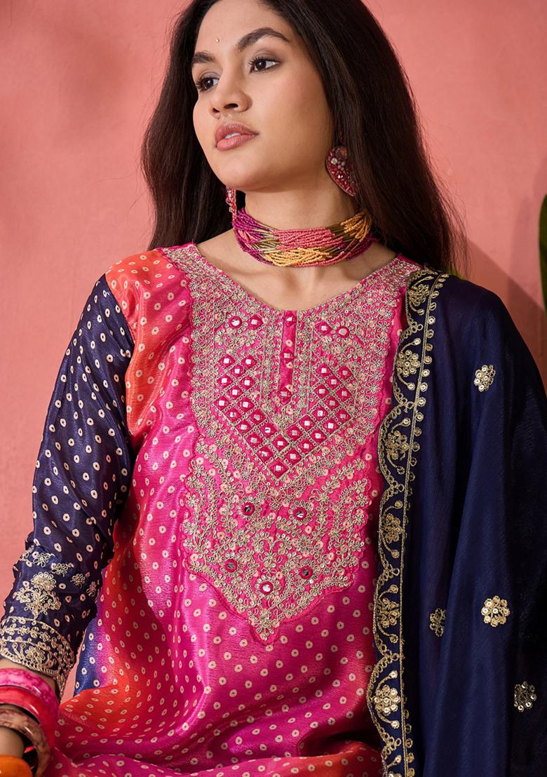 Pink Embroidered Silk Salwar Kameez