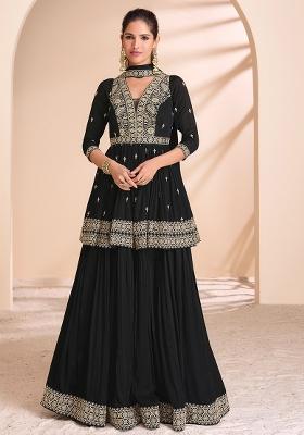 Black Embroidered Chinon Salwar Kameez
