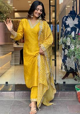 Yellow Embroidered Silk Salwar Kameez