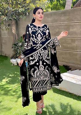 Black Embroidered Georgette Salwar Kameez