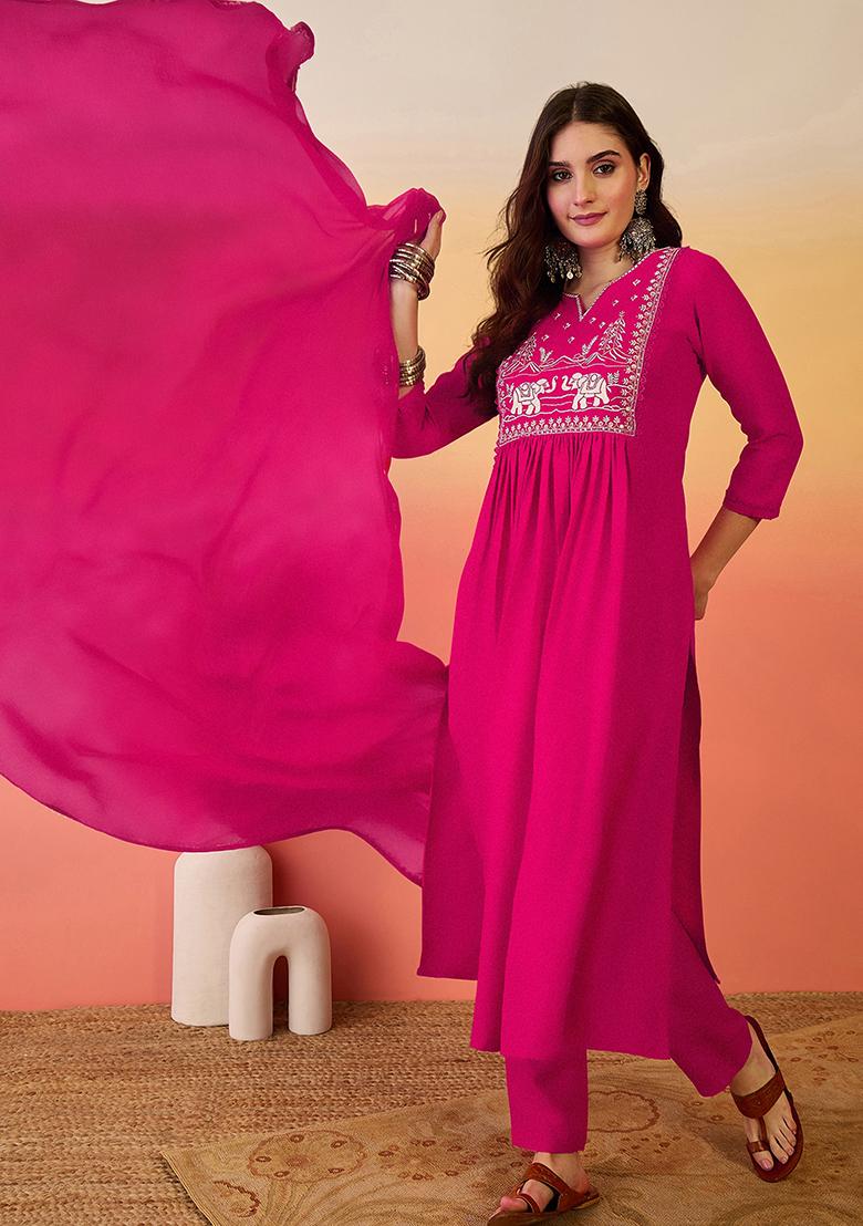 Pink Embroidered Silk Salwar Kameez