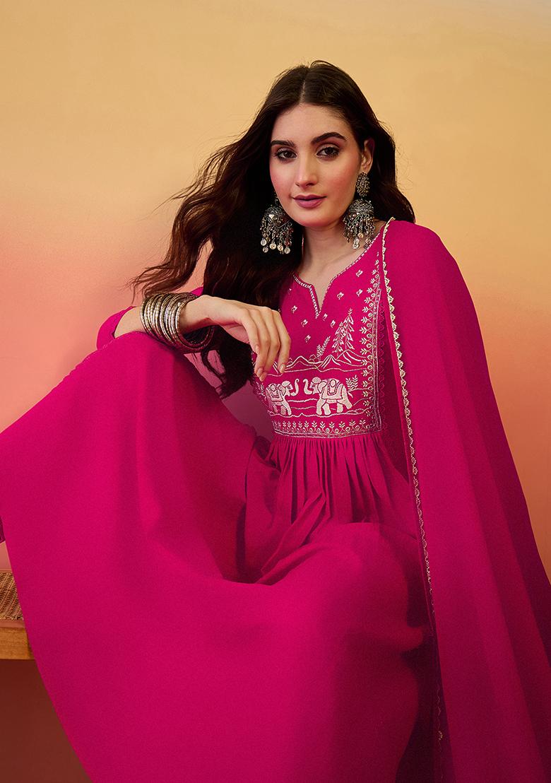 Pink Embroidered Silk Salwar Kameez