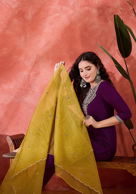 Purple Embroidered Silk Salwar Kameez