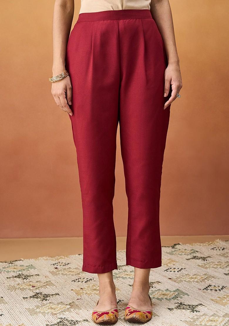 Maroon Embroidered Poly Blend Salwar Kameez With Dupatta