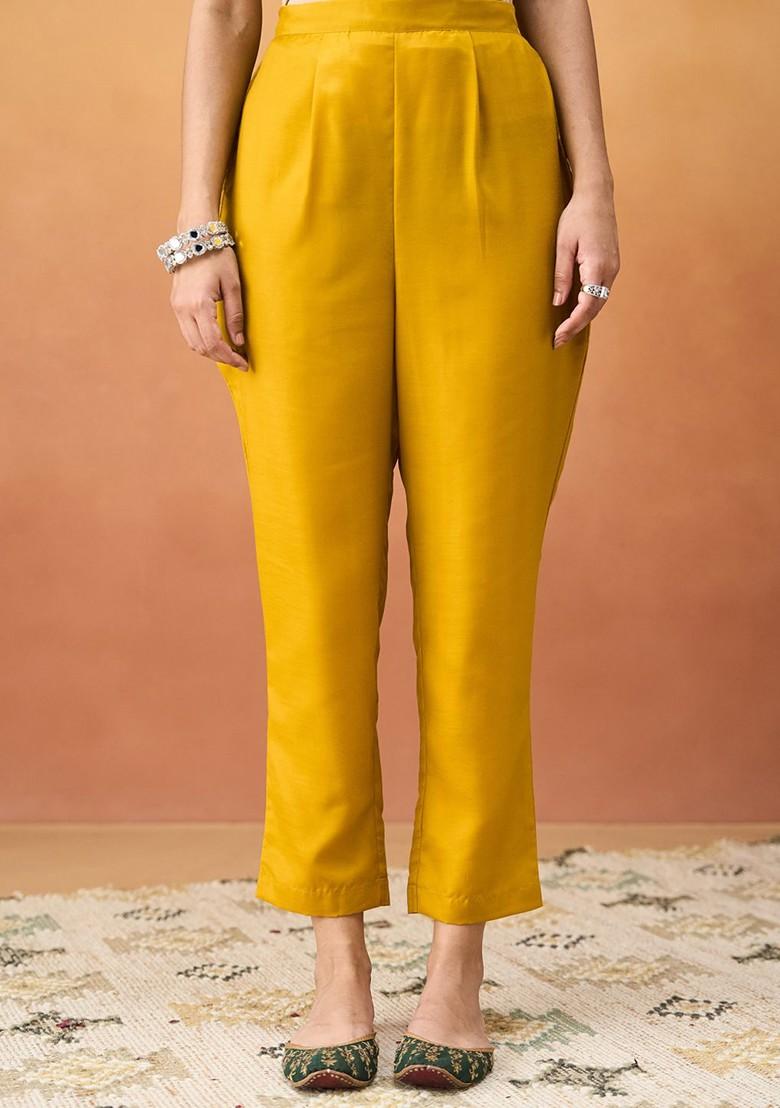 Yellow Embroidered Poly Blend Salwar Kameez With Dupatta