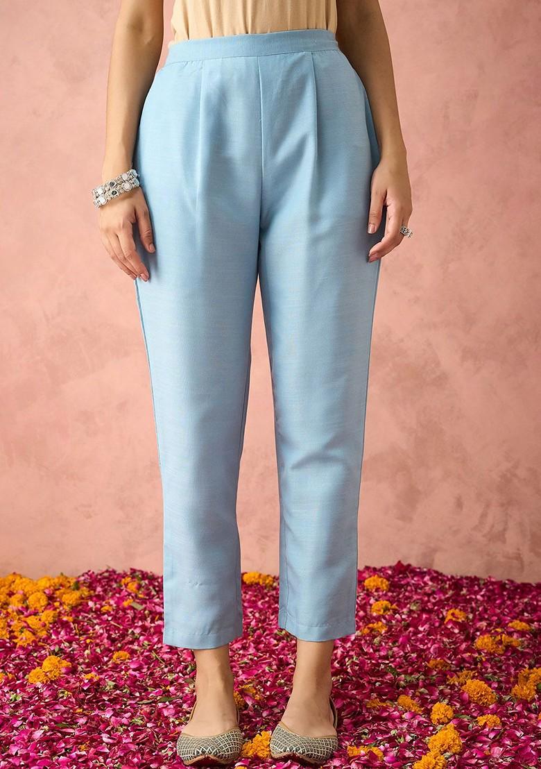 Blue Embroidered Poly Blend Salwar Kameez With Dupatta