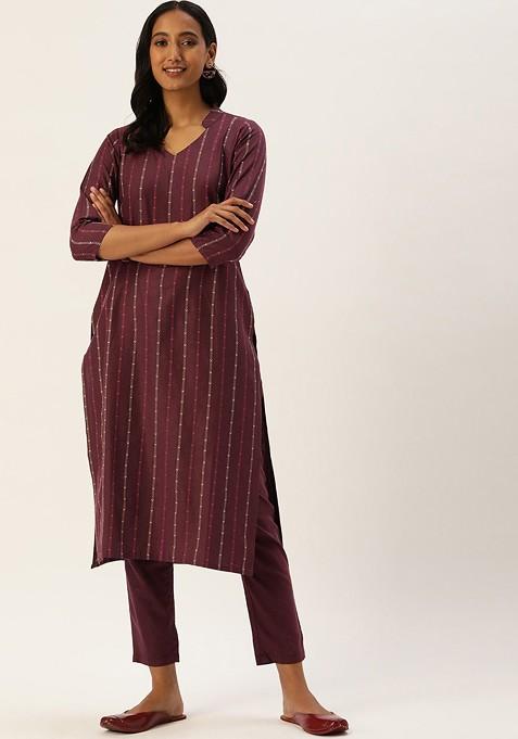 Maroon Embroidered Poly Blend Salwar Kameez With Dupatta