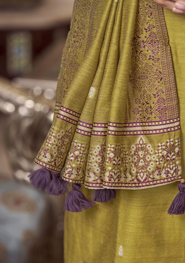 Mustard Yellow Embroidered Poly Blend Salwar Kameez With Dupatta