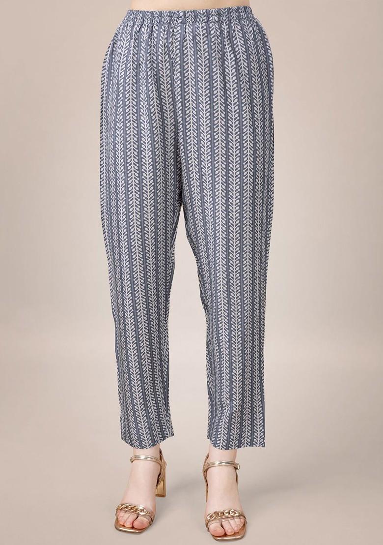 Grey Abstract Print Poly Blend Salwar Kameez With Dupatta