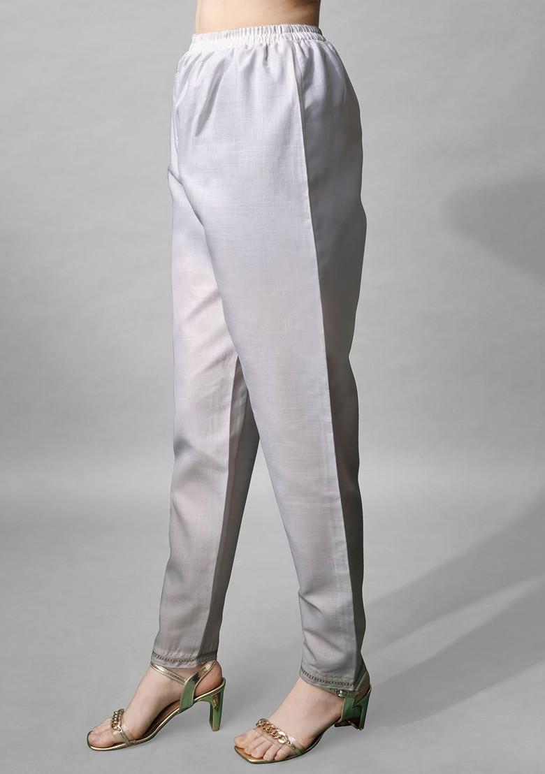 White Floral Embroidered Poly Blend Salwar Kameez With Dupatta