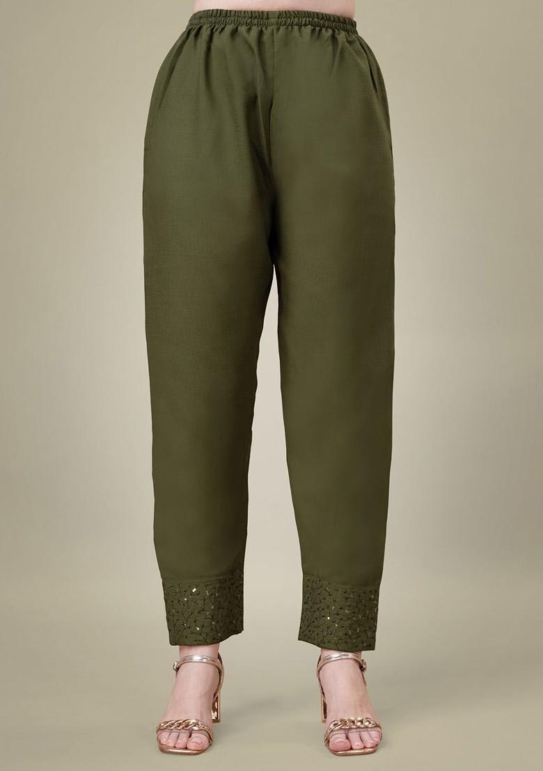 Green Embellished Poly Blend Salwar Kameez With Dupatta