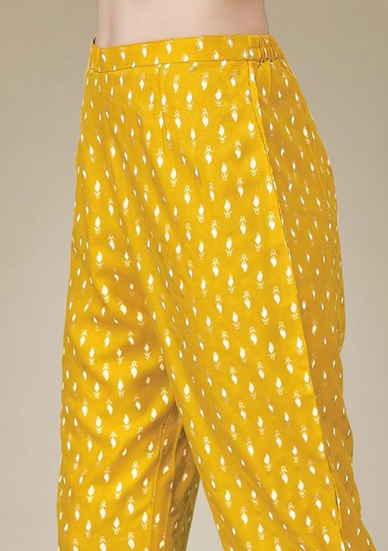 Yellow Bandhani Print Poly Blend Salwar Kameez With Dupatta