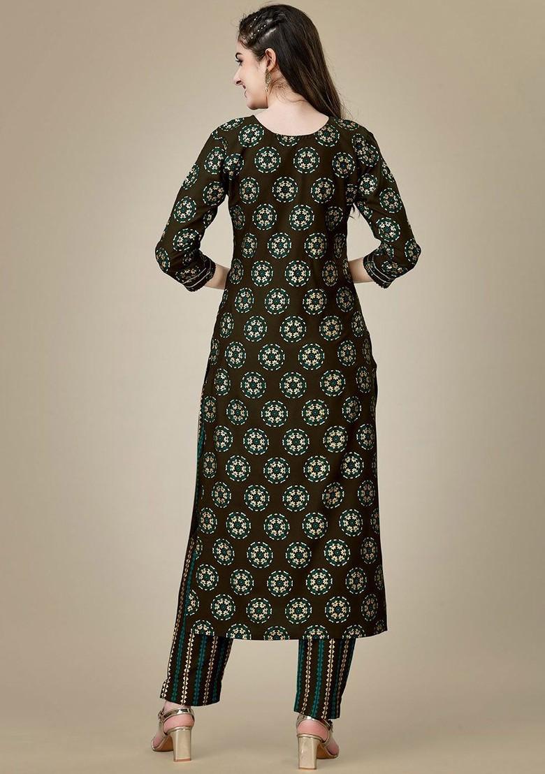 Coffee Brown Paisley Embroidered Poly Blend Salwar Kameez With Dupatta