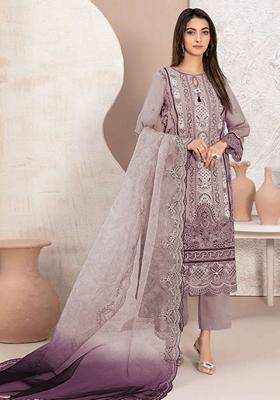 Beige Embroidered Georgette Pakastani Salwar Kameez With Dupatta