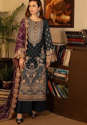 Black Embroidered Georgette Pakastani Salwar Kameez With Dupatta