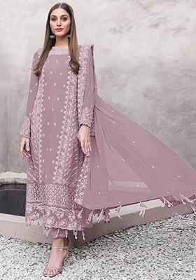 Pink Embroidered Georgette Pakastani Salwar Kameez With Dupatta