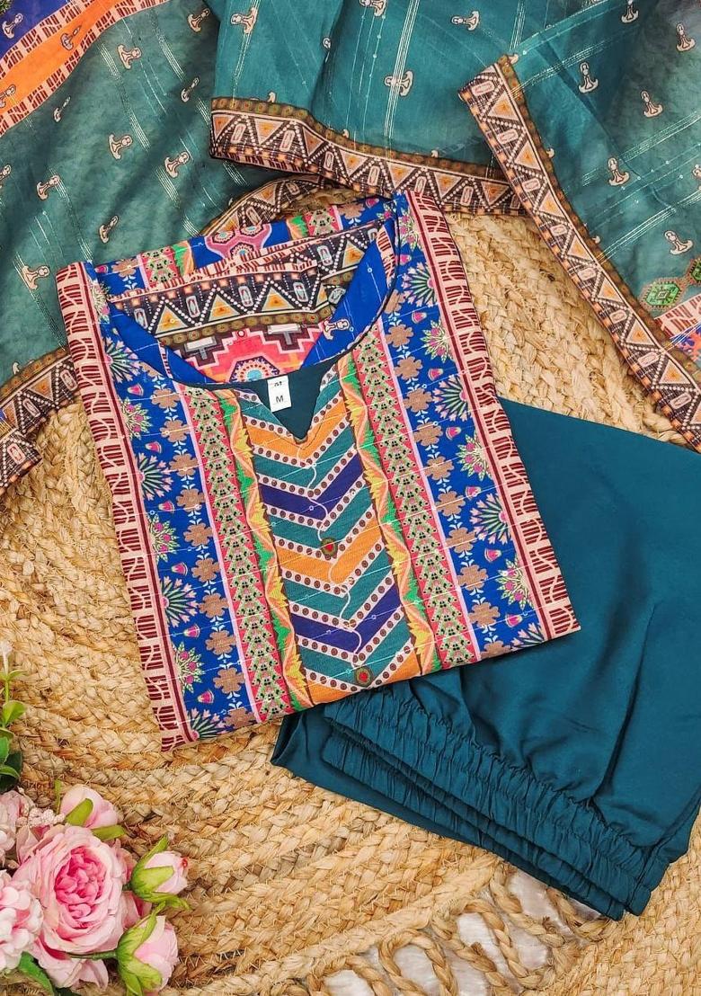 Multi Sequin Work Muslin Salwar Kameez With Dupatta