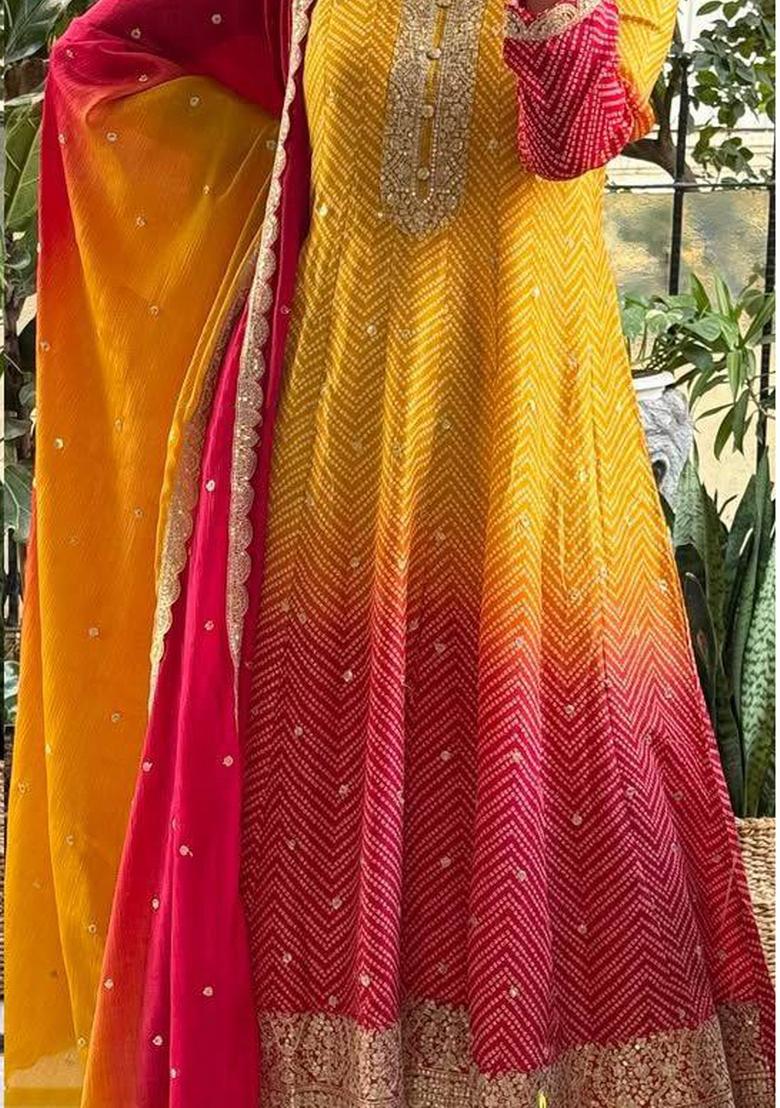 Yellow Embroidered Silk Salwar Kameez With Dupatta