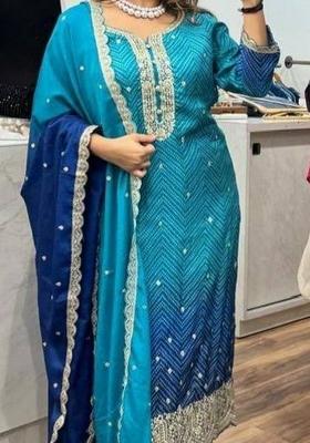 Sky Blue Bandhani Print Chinon Salwar Kameez With Dupatta
