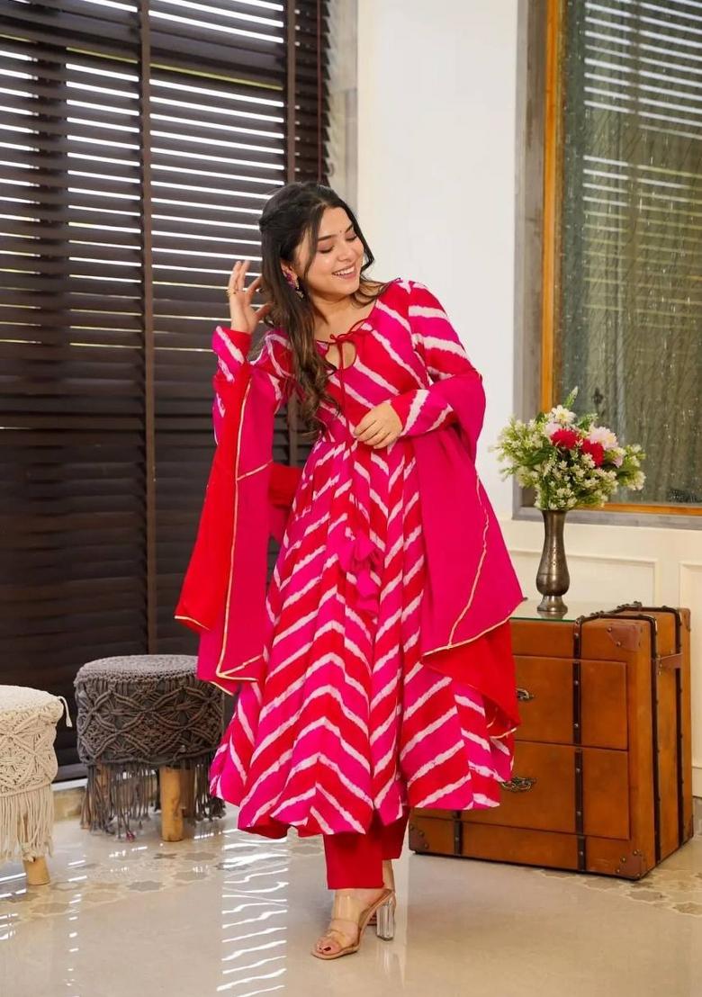 Red Digital Print Organza Salwar Kameez With Dupatta