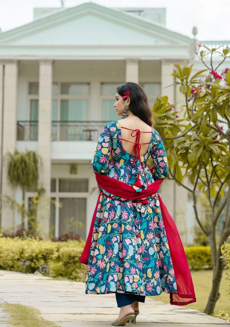 Multi Printed Muslin Salwar Kameez With Dupatta