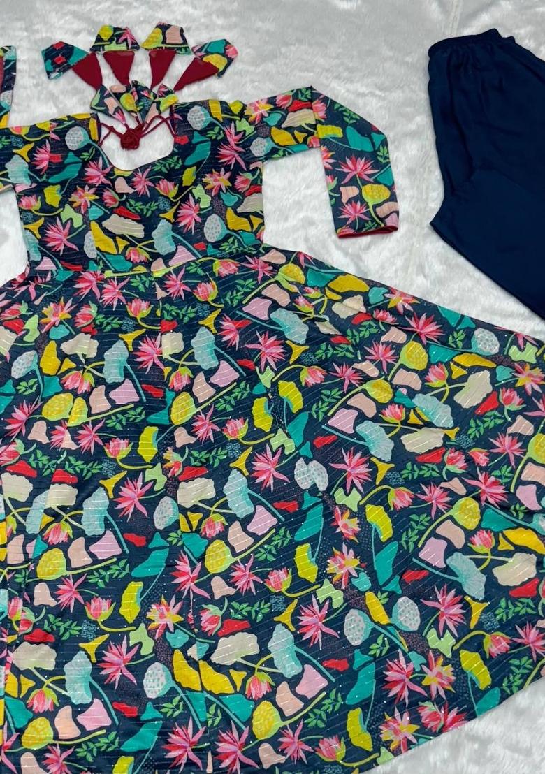 Multi Printed Muslin Salwar Kameez With Dupatta