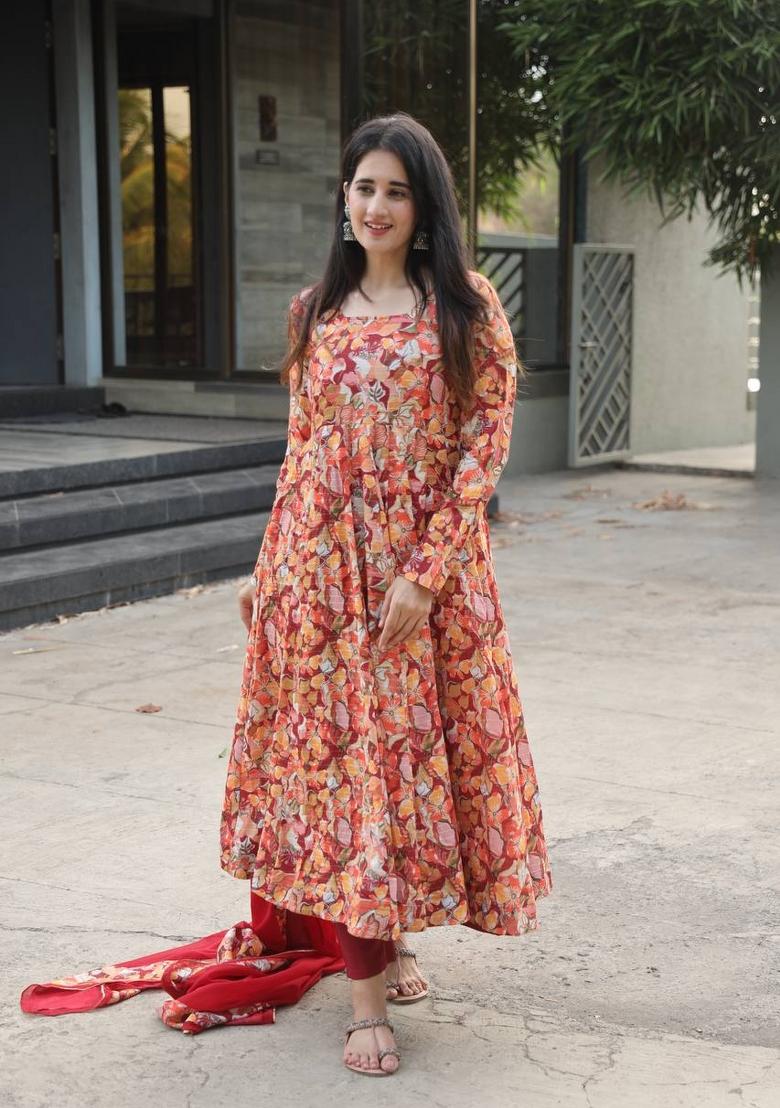 Multi Embroidered Muslin Salwar Kameez With Dupatta