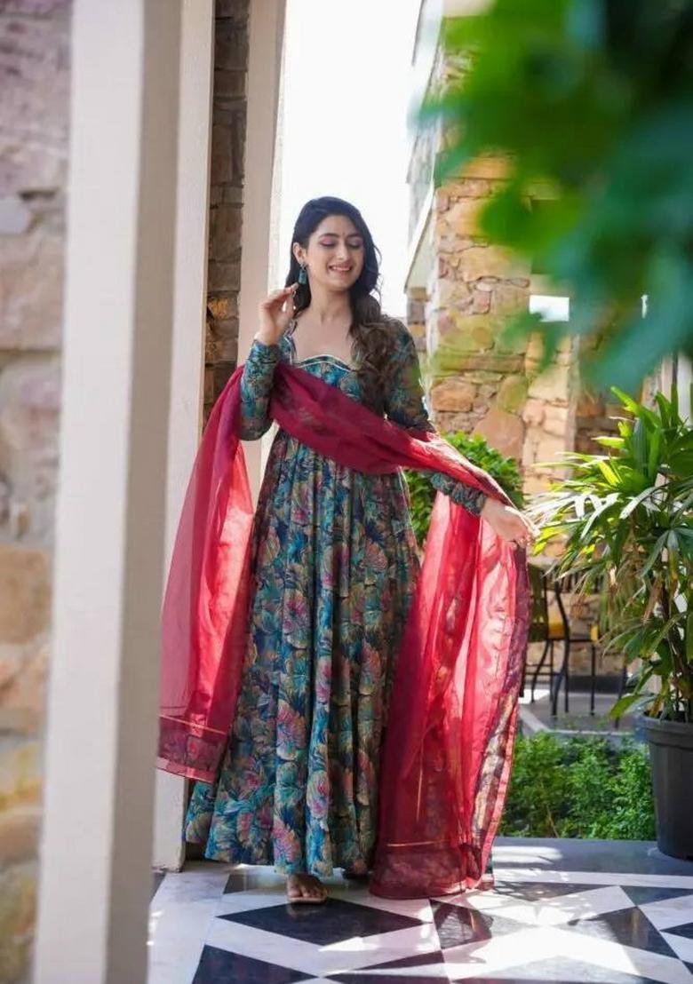 Multi Digital Print Muslin Salwar Kameez With Dupatta