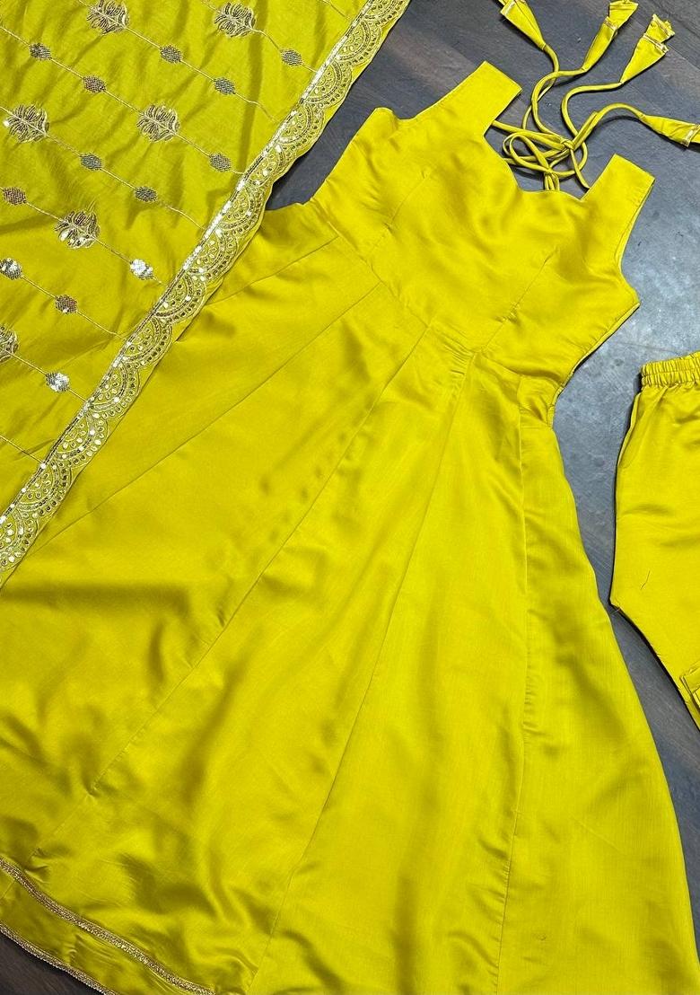 Green Sequin Work Silk Salwar Kameez With Dupatta