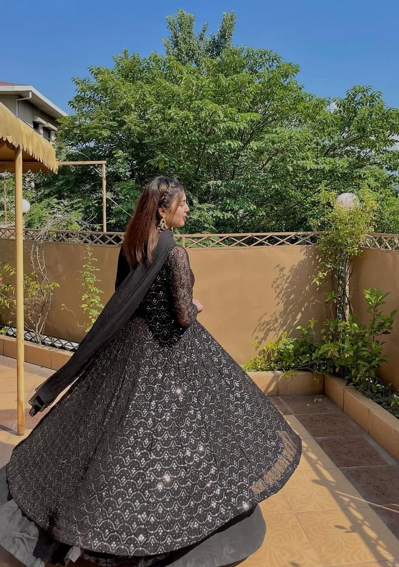 White Embroidered Faux Georgette Salwar Kameez With Dupatta