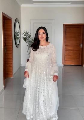 White Embroidered Faux Georgette Salwar Kameez With Dupatta